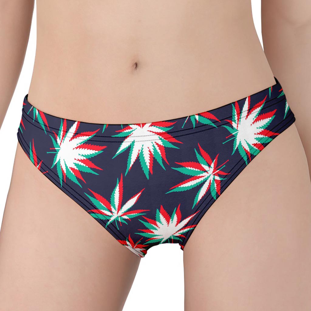 Trippy Hemp Leaves Reggae Pattern Print Women's Panties