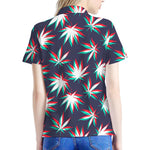 Trippy Hemp Leaves Reggae Pattern Print Women's Polo Shirt