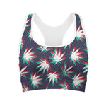 Trippy Hemp Leaves Reggae Pattern Print Women's Sports Bra