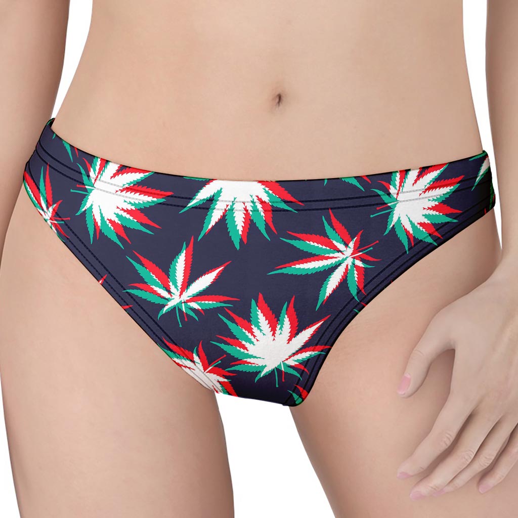 Trippy Hemp Leaves Reggae Pattern Print Women's Thong