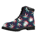 Trippy Hemp Leaves Reggae Pattern Print Work Boots