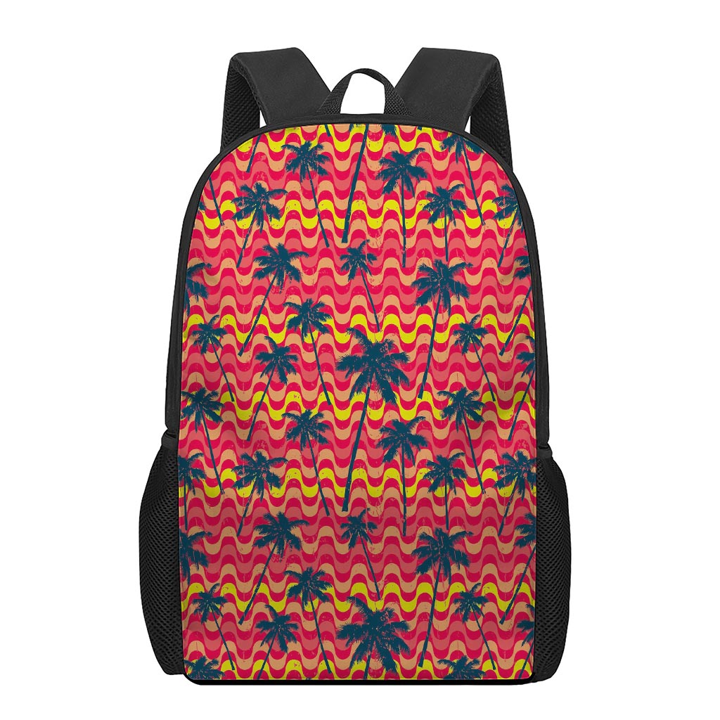 Trippy Palm Tree Pattern Print 17 Inch Backpack
