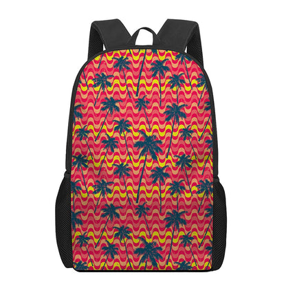 Trippy Palm Tree Pattern Print 17 Inch Backpack