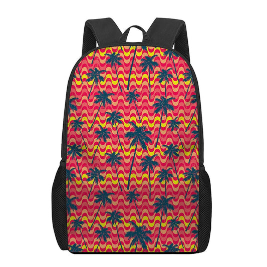 Trippy Palm Tree Pattern Print 17 Inch Backpack