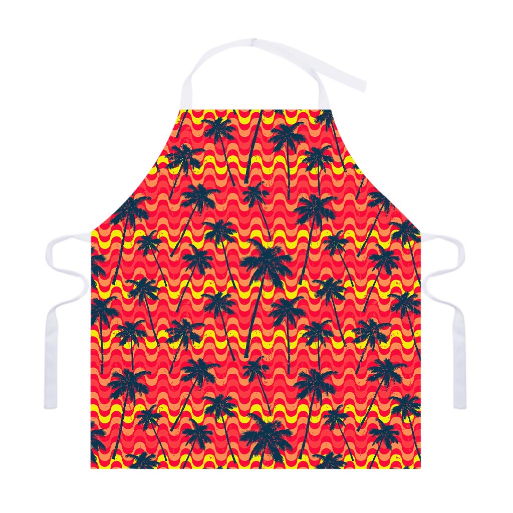 Trippy Palm Tree Pattern Print Adjustable Apron