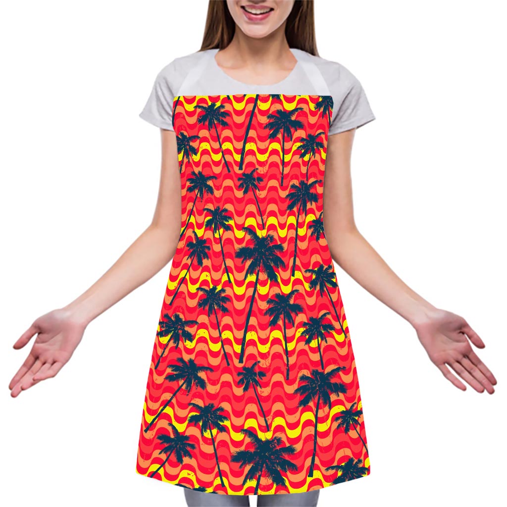Trippy Palm Tree Pattern Print Adjustable Apron