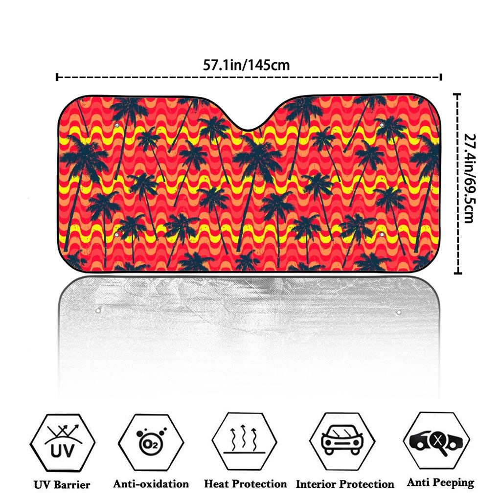 Trippy Palm Tree Pattern Print Car Windshield Sun Shade
