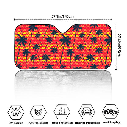 Trippy Palm Tree Pattern Print Car Windshield Sun Shade