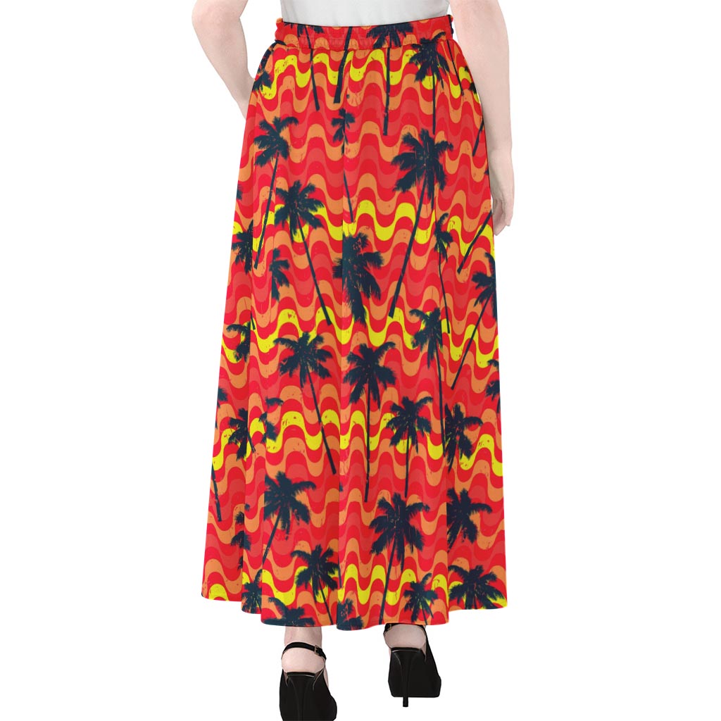 Trippy Palm Tree Pattern Print Chiffon Maxi Skirt