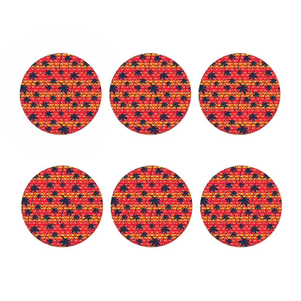 Trippy Palm Tree Pattern Print Coaster Set