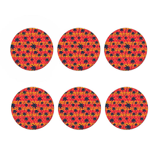 Trippy Palm Tree Pattern Print Coaster Set