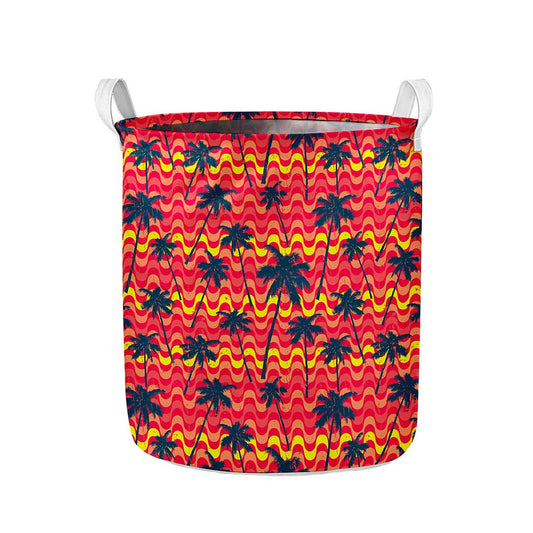 Trippy Palm Tree Pattern Print Collapsible Laundry Basket