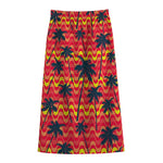 Trippy Palm Tree Pattern Print Cotton Front Slit Maxi Skirt