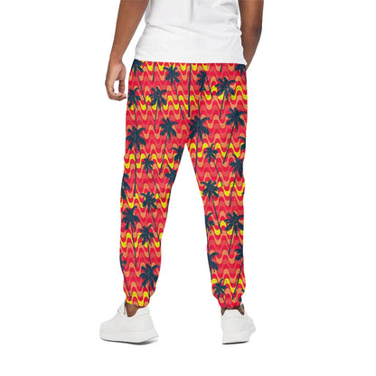 Trippy Palm Tree Pattern Print Cotton Pants