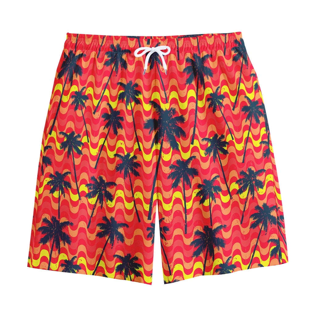 Trippy Palm Tree Pattern Print Cotton Shorts