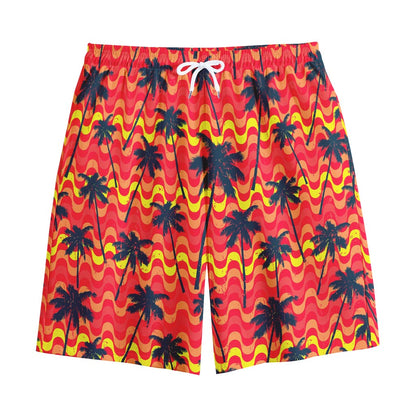 Trippy Palm Tree Pattern Print Cotton Shorts
