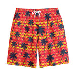Trippy Palm Tree Pattern Print Cotton Shorts