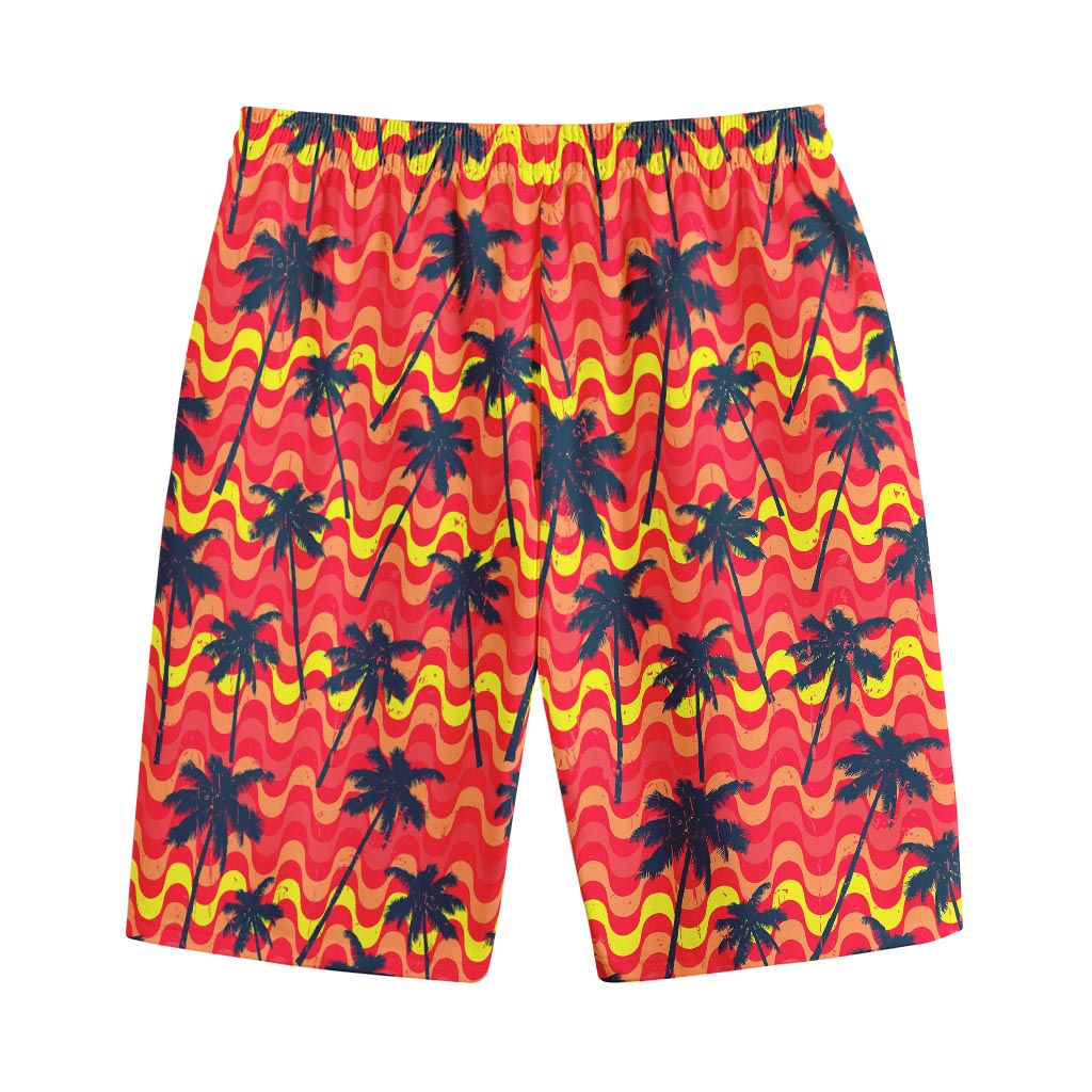 Trippy Palm Tree Pattern Print Cotton Shorts