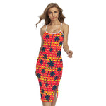 Trippy Palm Tree Pattern Print Cross Back Cami Dress