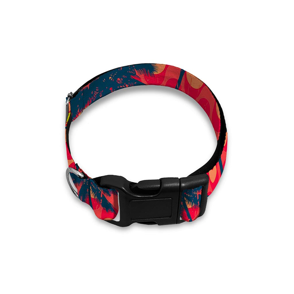Trippy Palm Tree Pattern Print Dog Collar