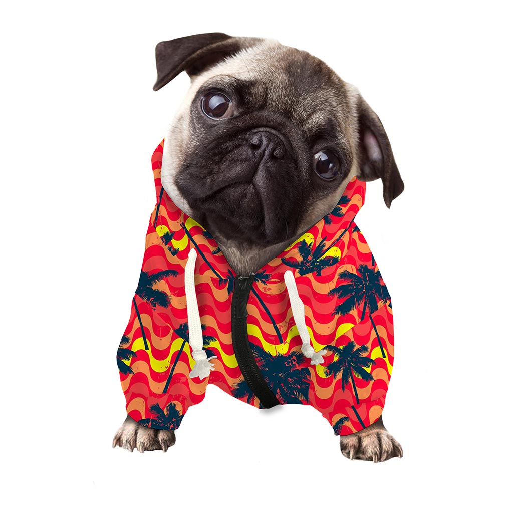 Trippy Palm Tree Pattern Print Dog Zip Up Hoodie