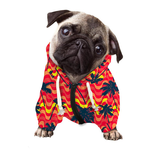 Trippy Palm Tree Pattern Print Dog Zip Up Hoodie