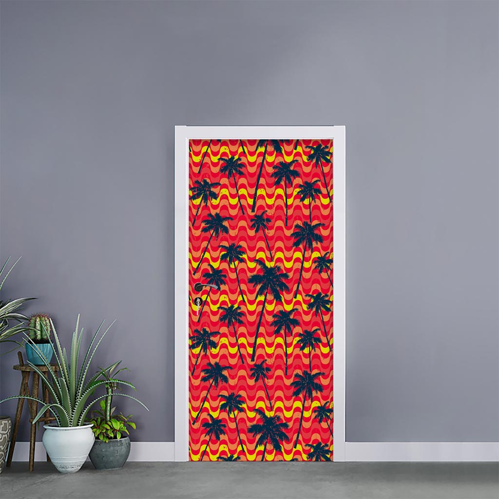 Trippy Palm Tree Pattern Print Door Sticker