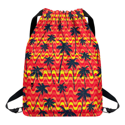 Trippy Palm Tree Pattern Print Drawstring Backpack