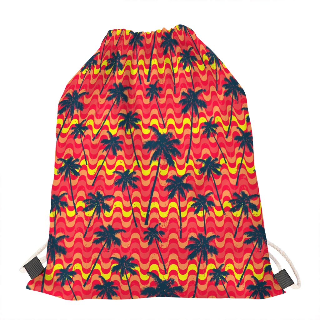 Trippy Palm Tree Pattern Print Drawstring Bag