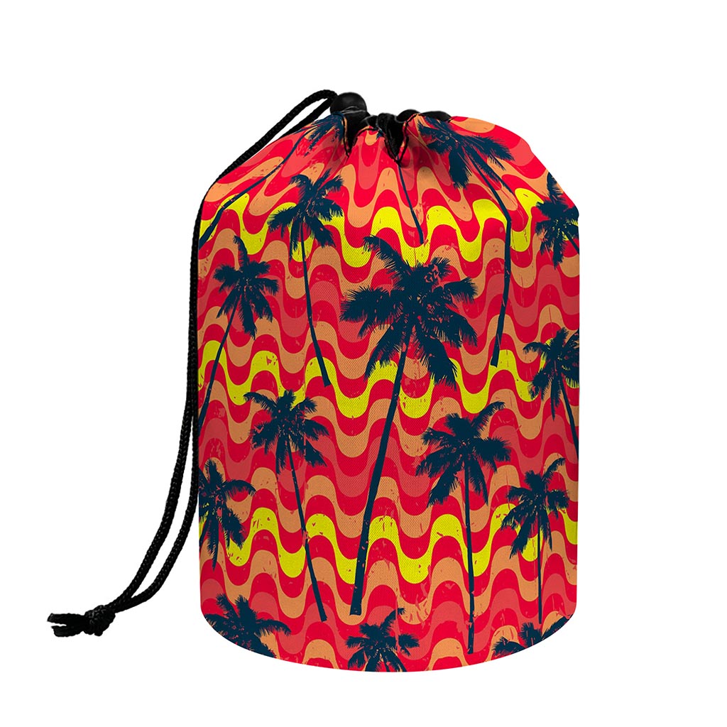 Trippy Palm Tree Pattern Print Drawstring Makeup Bag
