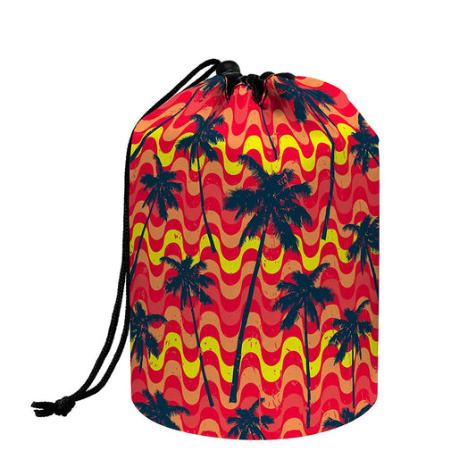 Trippy Palm Tree Pattern Print Drawstring Makeup Bag