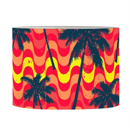 Trippy Palm Tree Pattern Print Drum Lamp Shade