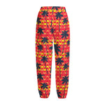 Trippy Palm Tree Pattern Print Fleece Lined Knit Pants