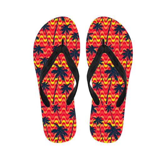 Trippy Palm Tree Pattern Print Flip Flops