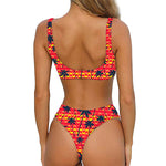 Trippy Palm Tree Pattern Print Front Bow Tie Bikini