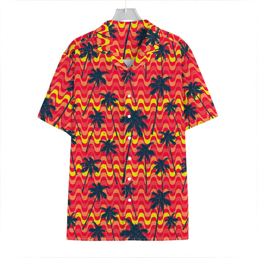Trippy Palm Tree Pattern Print Hawaiian Shirt