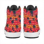 Trippy Palm Tree Pattern Print High Top Leather Sneakers