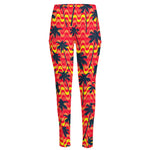 Trippy Palm Tree Pattern Print High-Waisted Pocket Leggings