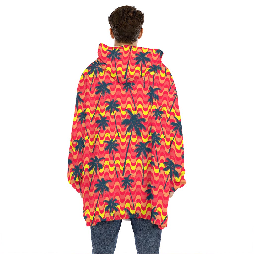 Trippy Palm Tree Pattern Print Hoodie Blanket