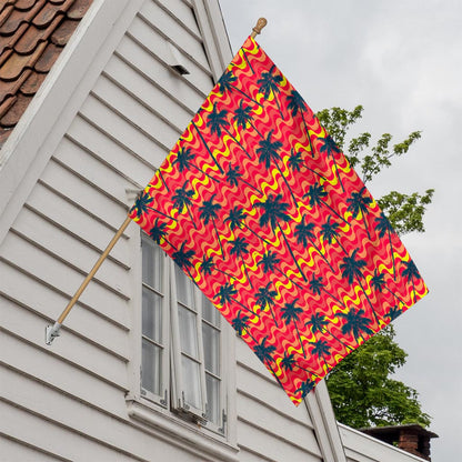 Trippy Palm Tree Pattern Print House Flag