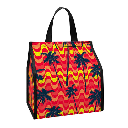 Trippy Palm Tree Pattern Print Insulated Lunch Tote