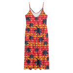 Trippy Palm Tree Pattern Print Jersey Midi Cami Dress
