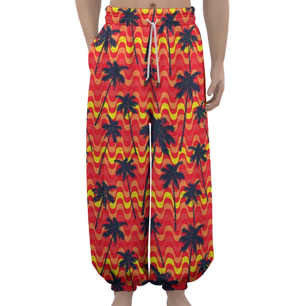 Trippy Palm Tree Pattern Print Lantern Pants