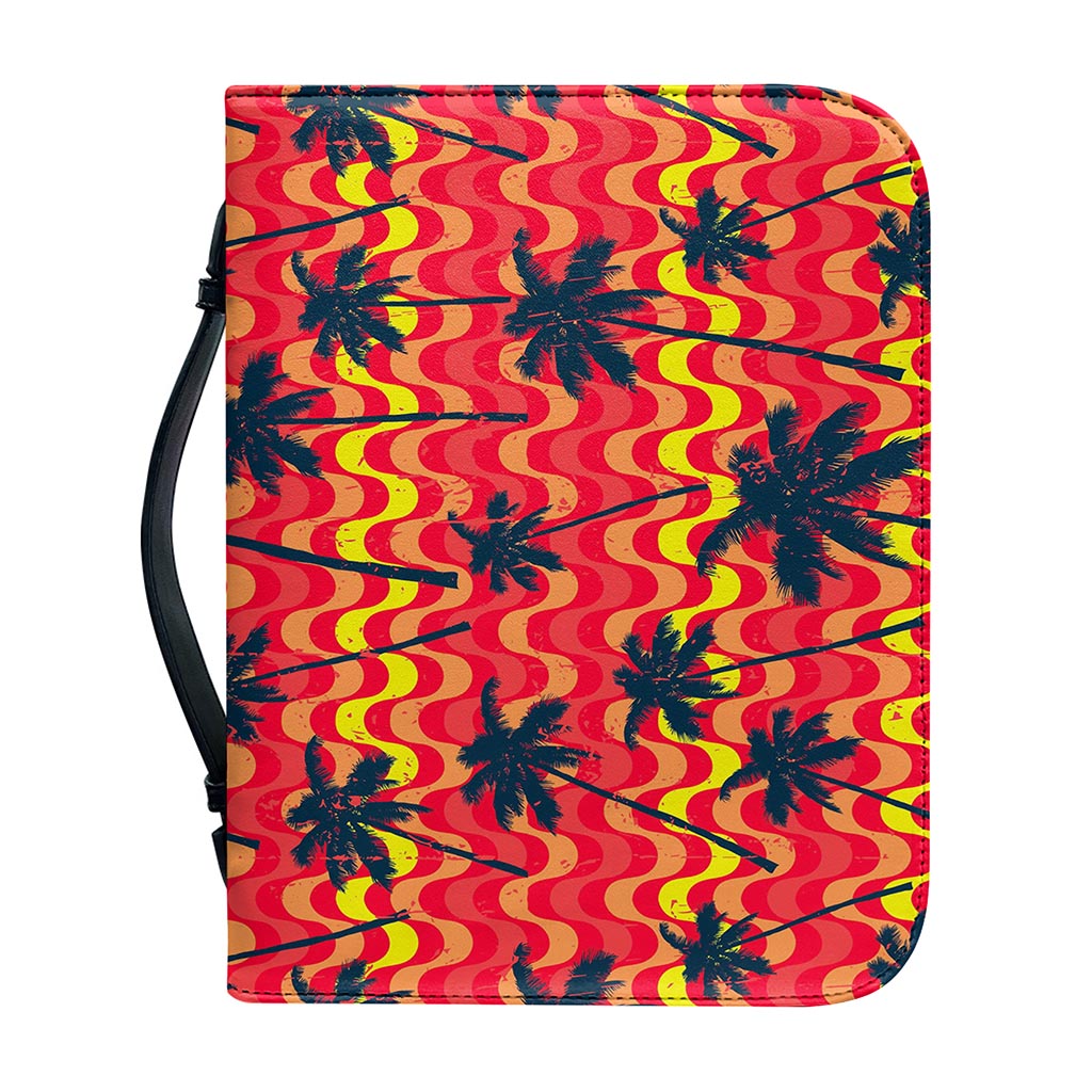 Trippy Palm Tree Pattern Print Leather Bible Cover