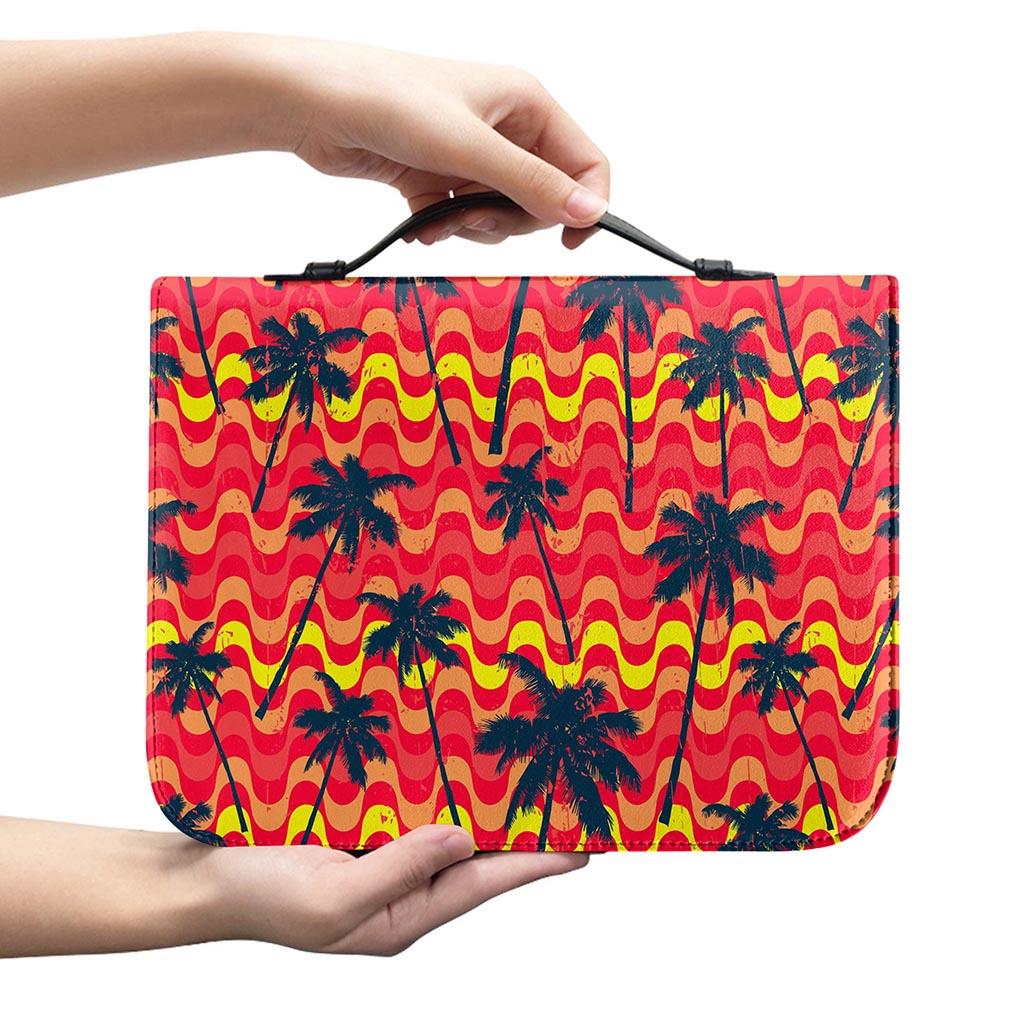 Trippy Palm Tree Pattern Print Leather Bible Cover