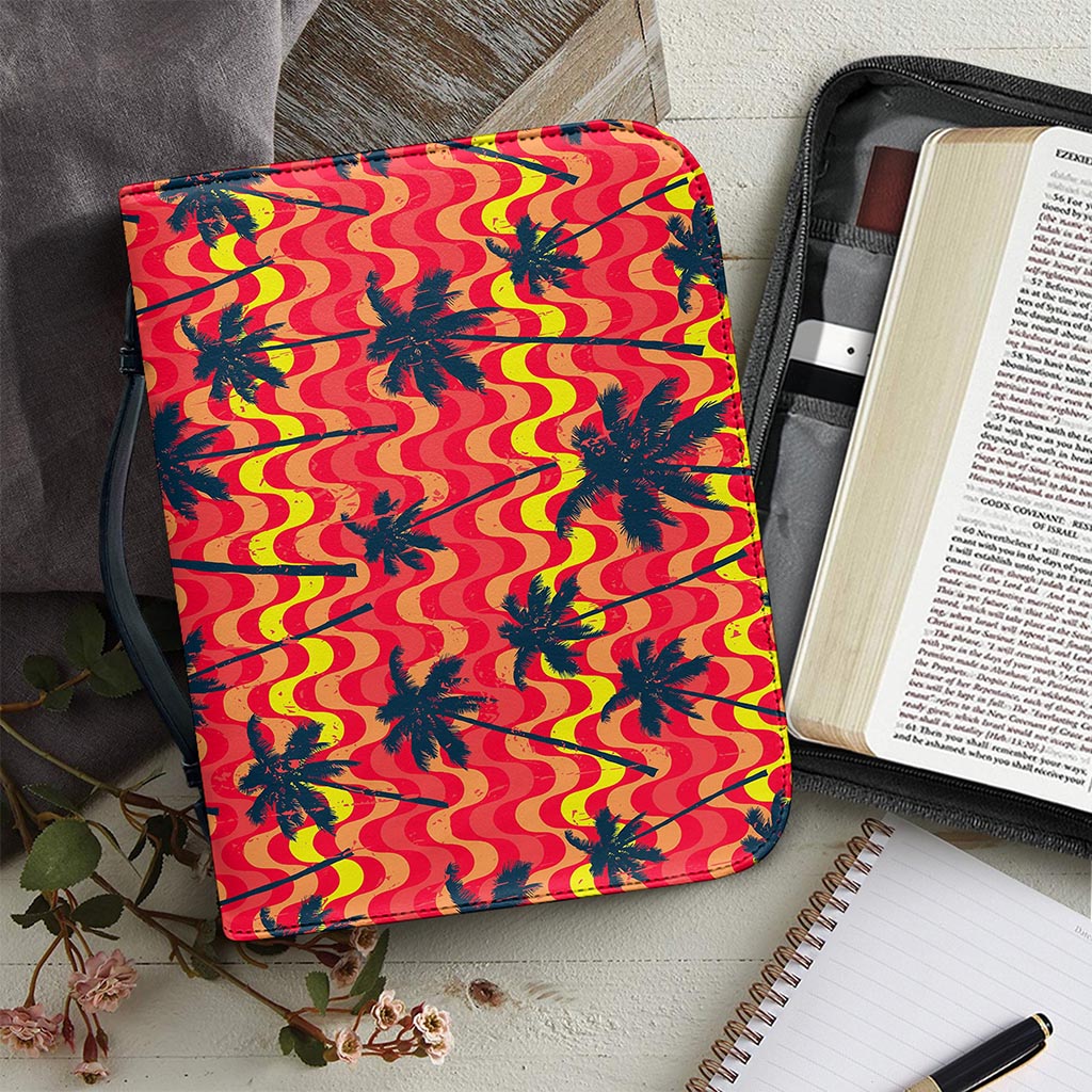 Trippy Palm Tree Pattern Print Leather Bible Cover