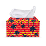 Trippy Palm Tree Pattern Print Leather Tissue Box Cover
