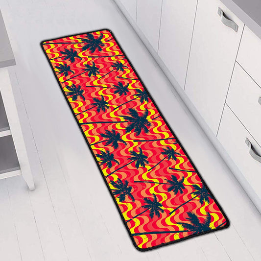 Trippy Palm Tree Pattern Print Long Kitchen Mat
