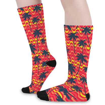 Trippy Palm Tree Pattern Print Long Socks