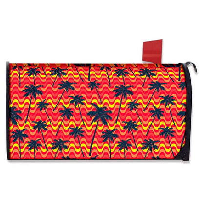 Trippy Palm Tree Pattern Print Mailbox Cover